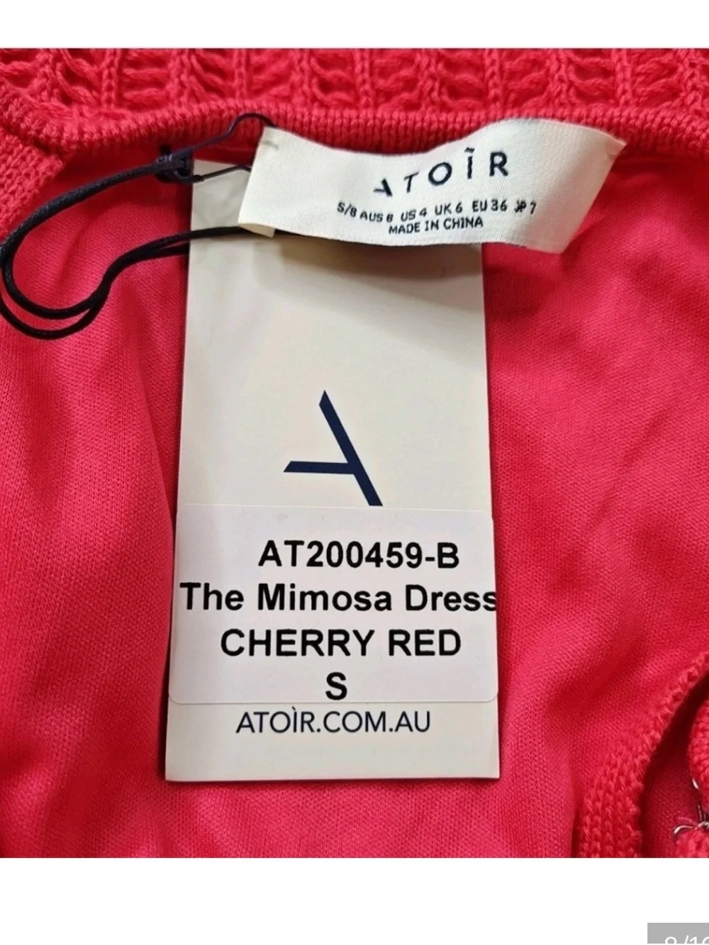 Atori Revolve Mimosa Dress Sz 4 Sm Red Crochet Knit Fitted Mini Resort Cruise